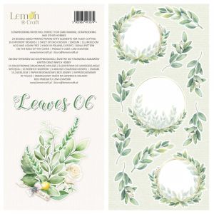 Комплект дизайнерска хартия с елементи за изрязване - LEAVES 06 - 24 листа