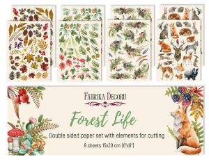 Комплект дизайнерска хартия с елементи за изрязване - FOREST LIFE - 8 листа