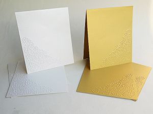 Перлени Заготовки за картички - Ажурен ъгъл - Бяло и Злато -  6 бр.