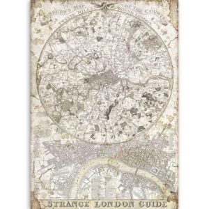 Фина оризова хартия за декупаж - London guide - 21 x 29.7 cm. 