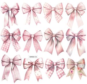 Комплект изрязани елементи - Satin ribbons Pink - 58 eлемента