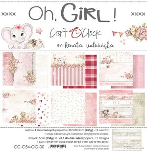 Комплект дизайнерска хартия - OH GIRL - 6 листа