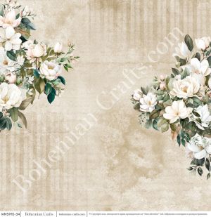Комплект дизайнерска хартия - Wedding magnolias - 10 листа