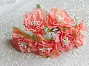 Текстилни цветя - Фламинго с тичинки мат - 6 бр.