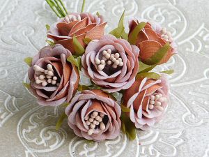 Текстилни цветя - Велур Капучино кафяво - 6 бр.