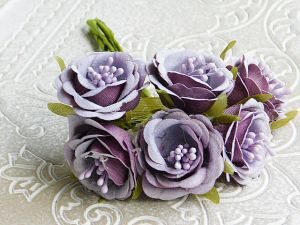 Текстилни цветя - Велур Лилаво - 6 бр.