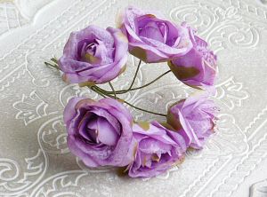 Рози - Люляк лилаво с органза - 6 бр