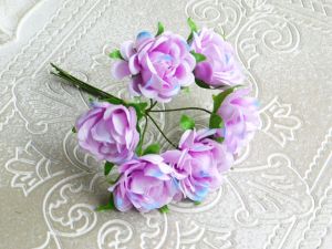 Текстилни цветя кичести - Лилаво - 6 бр