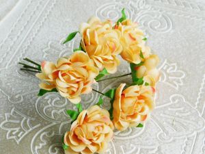 Текстилни цветя кичести - Праскова - 6 бр