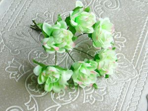 Текстилни цветя кичести - Мента зелено - 6 бр