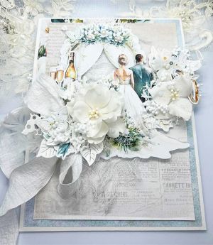 Комплект изрязани елементи - Wedding magnolias  - 48 бр.