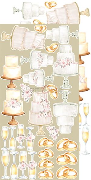 Комплект дизайнерска хартия с елементи за изрязване - A CORDIAL INVITATION Wedding set - 12 листа