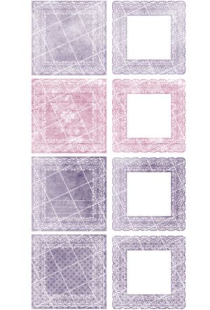 Комплект изрязани елементи - We both together - Lilac Square Lace - 10 бр.