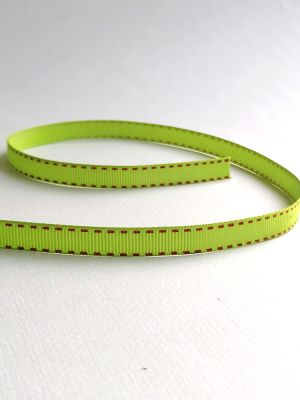 Панделка рипс - Зелено с декоративен шев -  2 м.