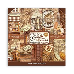 Комплект дизайнерска хартия - COFFEE AND CHOCOLATE - 10 двустранни листа