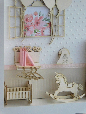 Комплект 3D елементи за миниатюра - Бебешка стая за момиче - 7 елемента