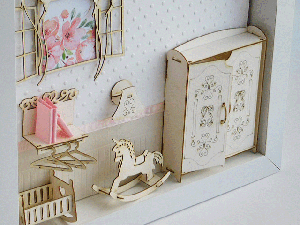 Комплект 3D елементи за миниатюра - Бебешка стая за момиче - 7 елемента