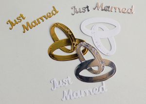 Брачни халки  с надпис "Just Married" - 6 елемента