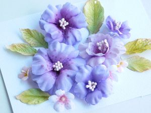Комплект Ръчно изработени цветя от плат - Лилаво - 14 елемента