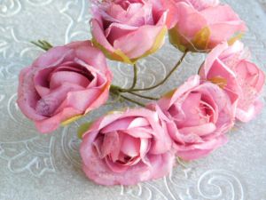 Рози - Пунш розово с органза - 6 бр
