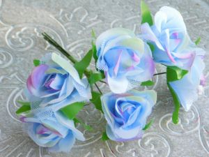 Рози с мрежа - Синьо и лилаво - 6 бр.