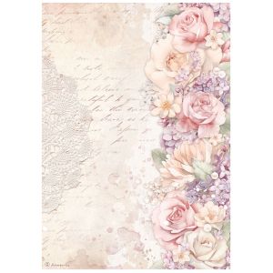 Фина оризова хартия за декупаж 21 x 29.7 cm. -  Romance Forever Floral Border