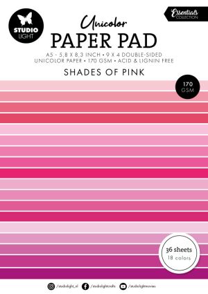 Комплект дизайнерска хартия - Shades Of Pink Essentials - A5 - 36 листа
