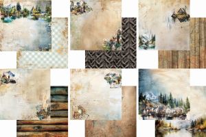 Комплект дизайнерска хартия - WHISPERS OF THE MOUNTAINS - 6 листа