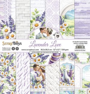 Комплект дизайнерска хартия - LAVENDER LOVE  - 12 листа