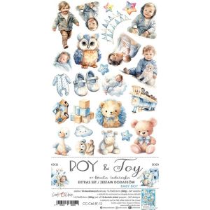 Комплект дизайнерска хартия с елементи за изрязване - Boy & Toy - 18 листа