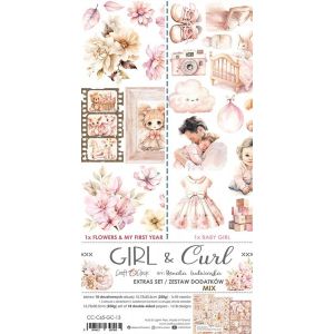 Комплект дизайнерска хартия с елементи за изрязване - GIRL & CURL MIX - 18 листа