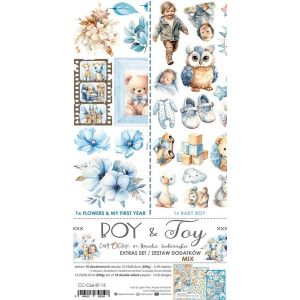 Комплект дизайнерска хартия с елементи за изрязване - Boy & Toy Mix - 18 листа