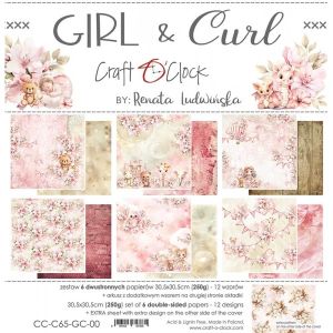Комплект дизайнерска хартия - GIRL & CURL - 6 листа