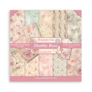 Комплект дизайнерска хартия - Shabby Rose - 10 двустранни листа
