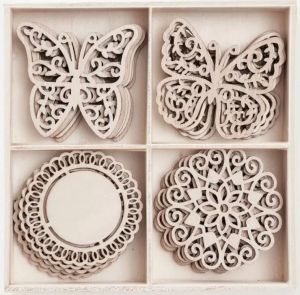 Комплект Дървени фигурки - Пеперуди и Орнаменти - 20 бр.