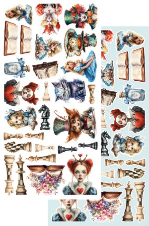 Комплект дизайнерска хартия - Alice - 6 листа