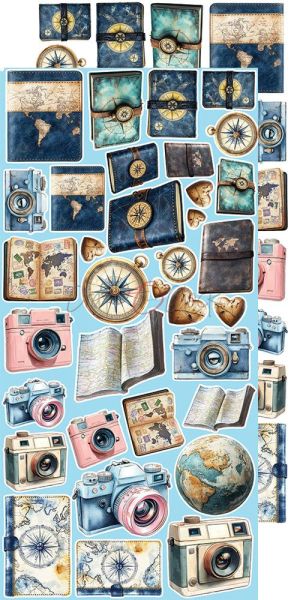 Комплект дизайнерска хартия с елементи за изрязване - Summer Adventures MIX - 18 листа