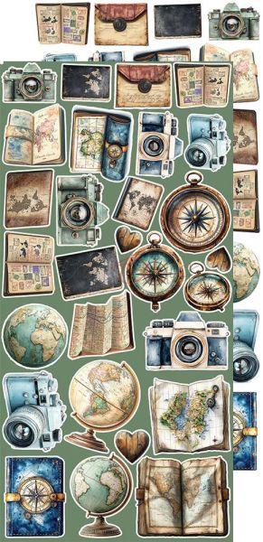 Комплект дизайнерска хартия с елементи за изрязване - Summer Adventures MIX - 18 листа