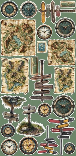 Комплект дизайнерска хартия с елементи за изрязване - Summer Adventures MIX - 18 листа