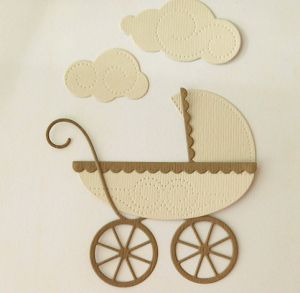 Бебешка количка с облачета - Бежово и Кафяво - 2 бр