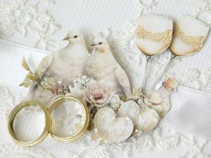 Комплект дизайнерска хартия - HEARTBEAT WEDDING - 6 листа