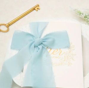 Панделка Ретро Копринен Шифон - Sky Blue - 4 см / 5.00 м.