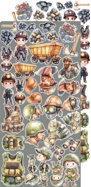 Комплект дизайнерска хартия с елементи за изрязване - The November Man Work Man - 18 листа