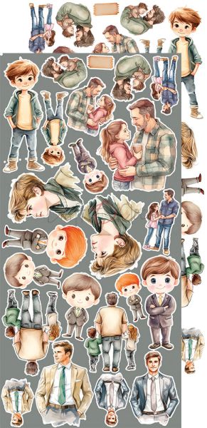 Комплект дизайнерска хартия с елементи за изрязване - The November Man Work Man - 18 листа