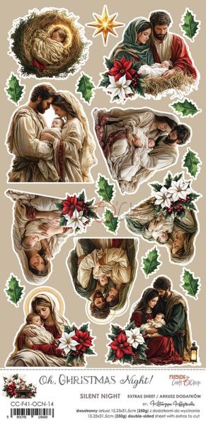 Дизайнерска хартия с елементи за изрязване - Oh, Christmas Night -1 лист