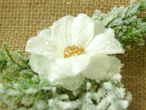 Цвят хортензия от плат - Бяло - 12 бр.