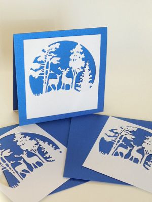 Заготовки за картички - Зимна приказка Синя перла - 3 бр.