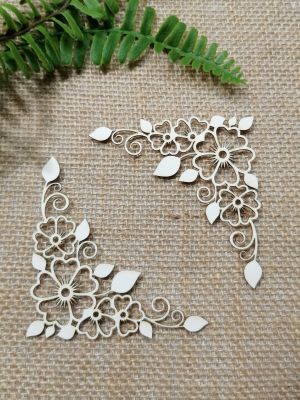 Ъгъл Голям - Листа и цветя - 8,00 х 8,00 см - 2 бр.