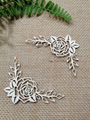 Ъгъл Голям - Роза и клонки - 6,50 х 8,50 см - 2 бр.