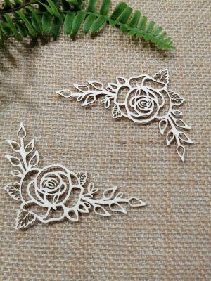 Ъгъл Голям - Роза и клонки - 6,50 х 8,50 см - 2 бр.